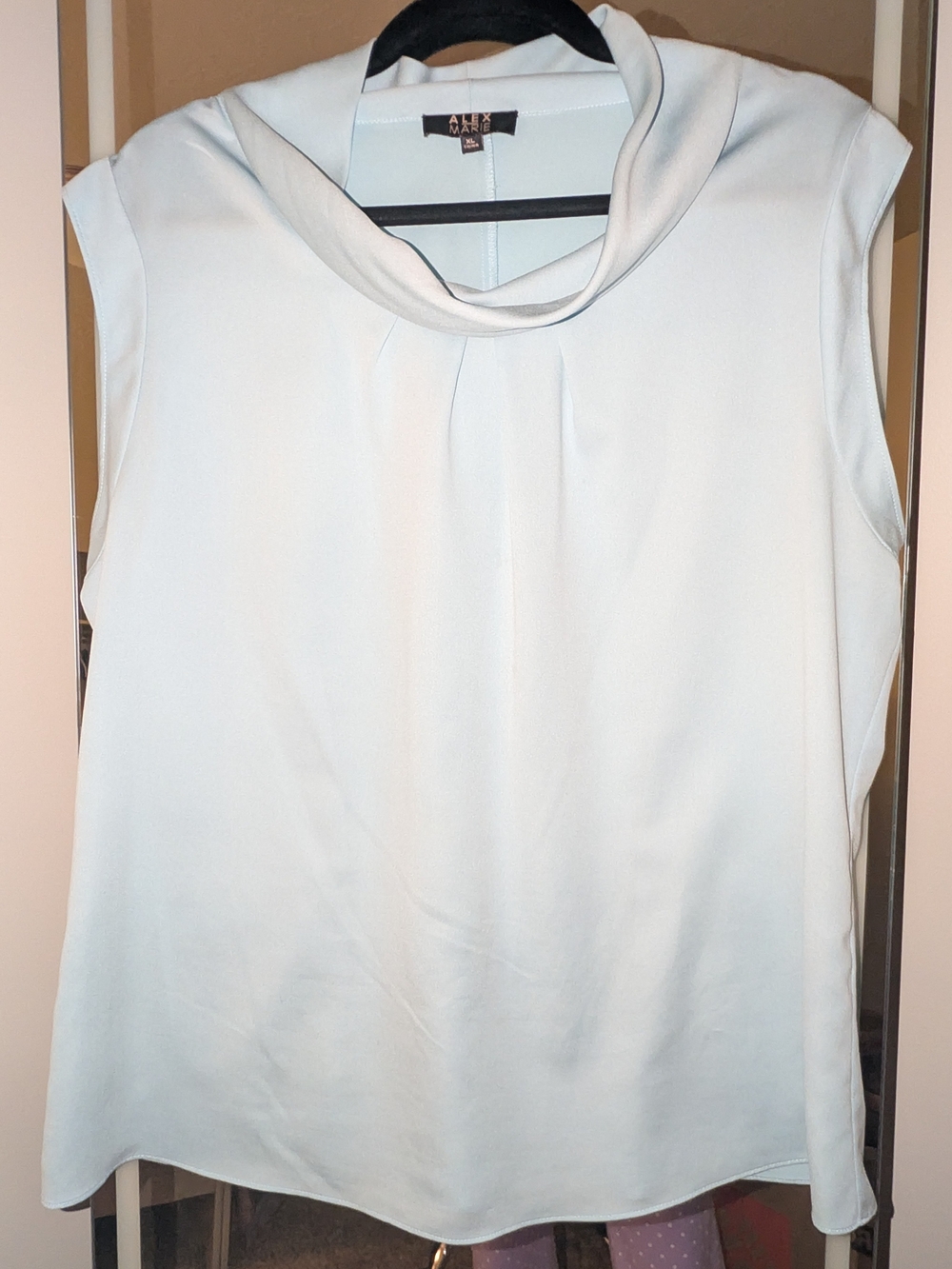 Light Blue Draped Neck Sleeveless Top